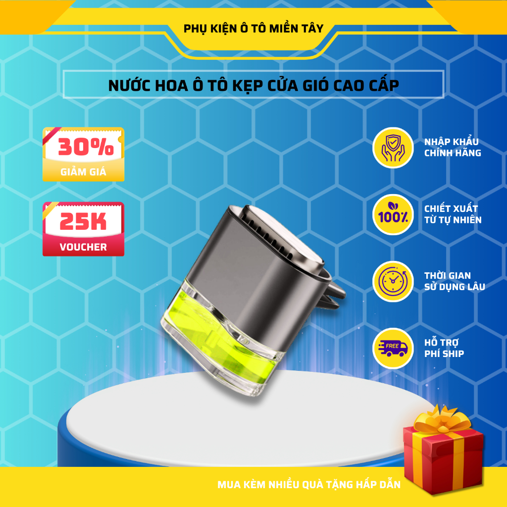 Nước Hoa Ô Tô Cao Cấp Nhập Khẩu Kẹp Cửa Gió Điều Hòa Xe Hơi Hương Thơm Khử Mùi Xe
