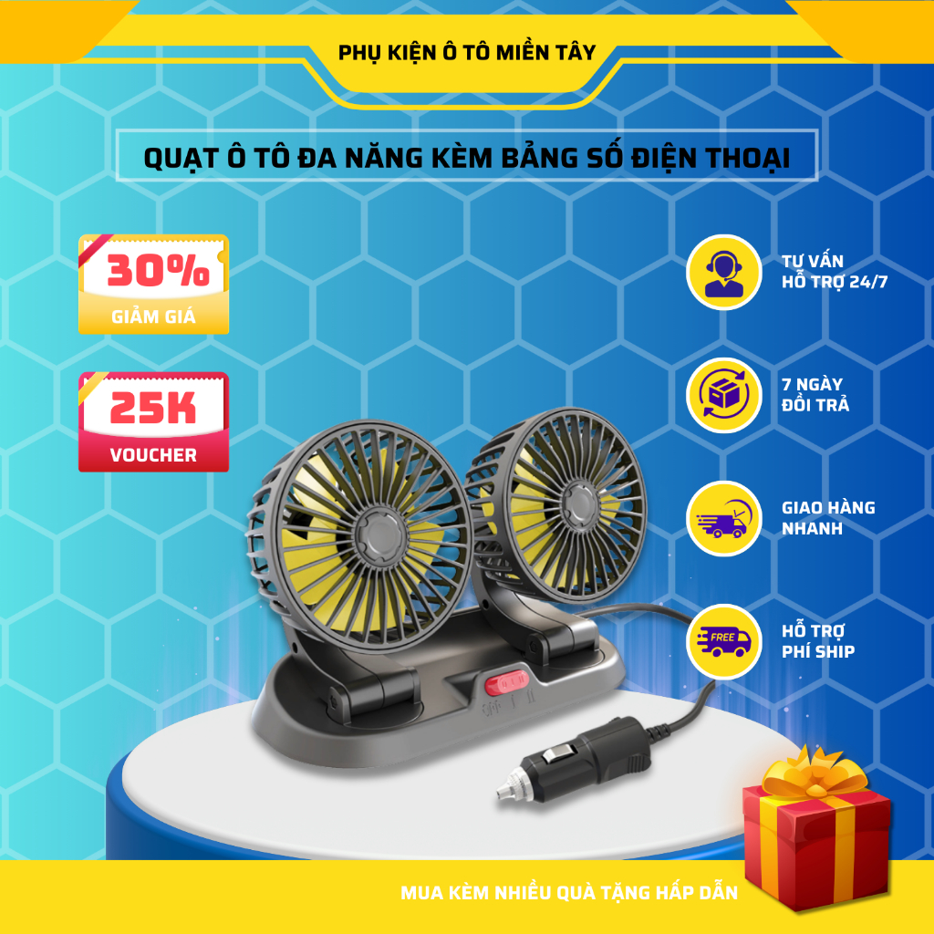 Quạt Ô tô Đa Năng Kèm Bảng Số Điện Thoại, Tạo Gió Tự Nhiên, Làm Mát Ô tô, Dùng Cho Nhiều Loại Xe