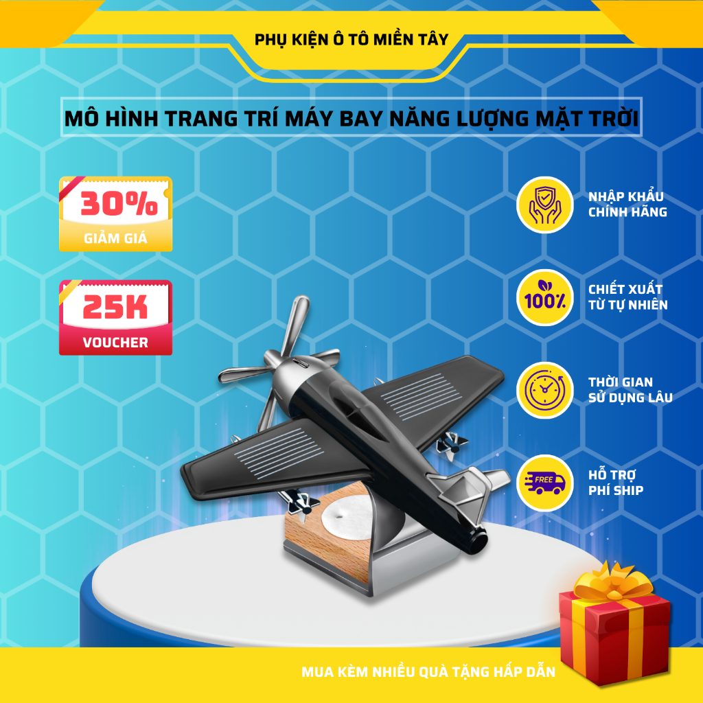Nước Hoa Ô Tô Năng Lượng Mặt Trời Mô Hình Máy Bay Cổ Điển,  Khuếch Tán Hương Thơm, Khử Mùi Ô Tô