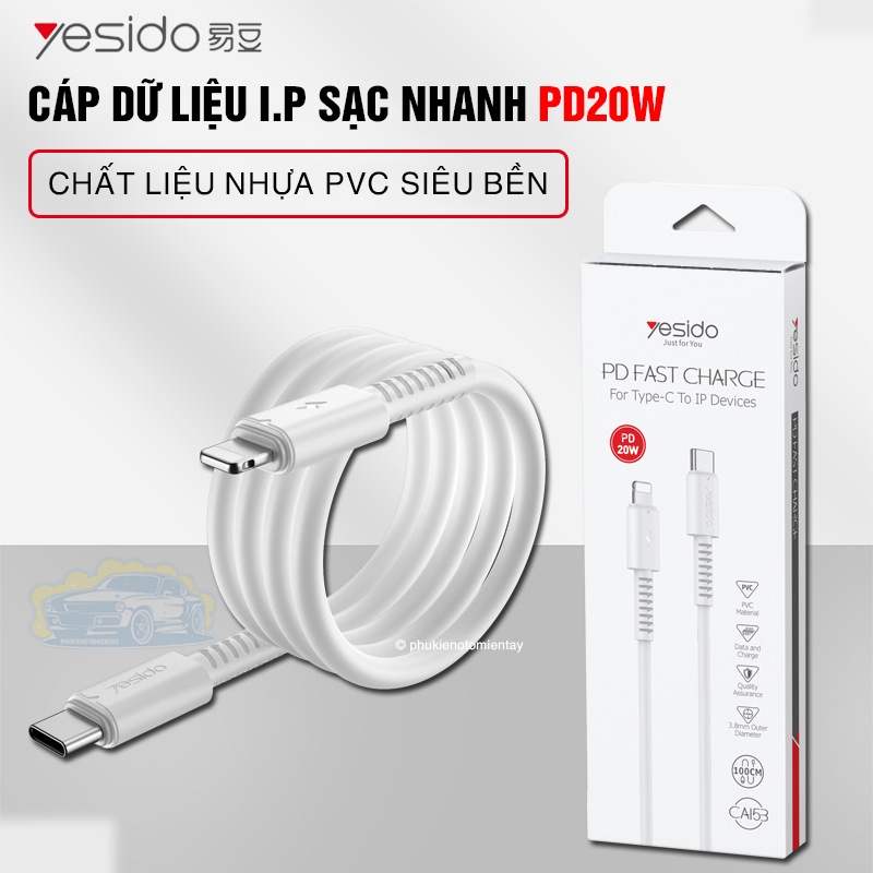 Cáp Sạc Nhanh Trên Ô tô,  Cáp Sạc Điện Thoại I.P và Type-C 20-60W 3