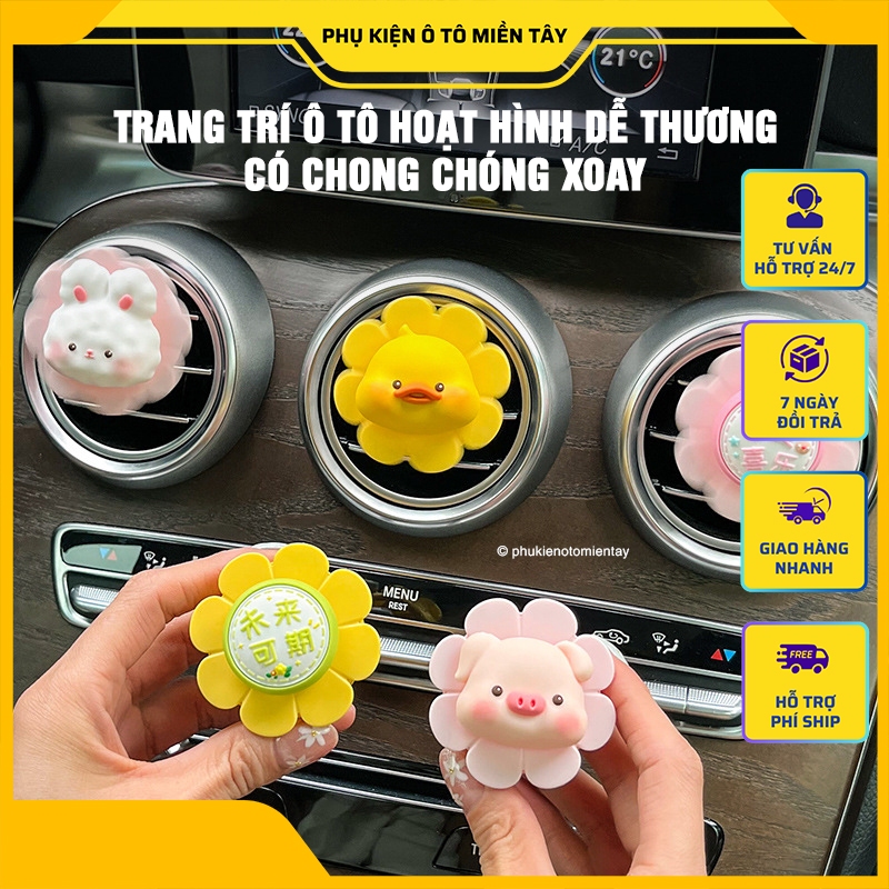 Sáp Thơm Ô Tô Hoạt Hình Dễ Thương, Trang Trí Ô tô, Khủ Mùi,Chong Chóng Xoay Khuếch Tán Hương Thơm