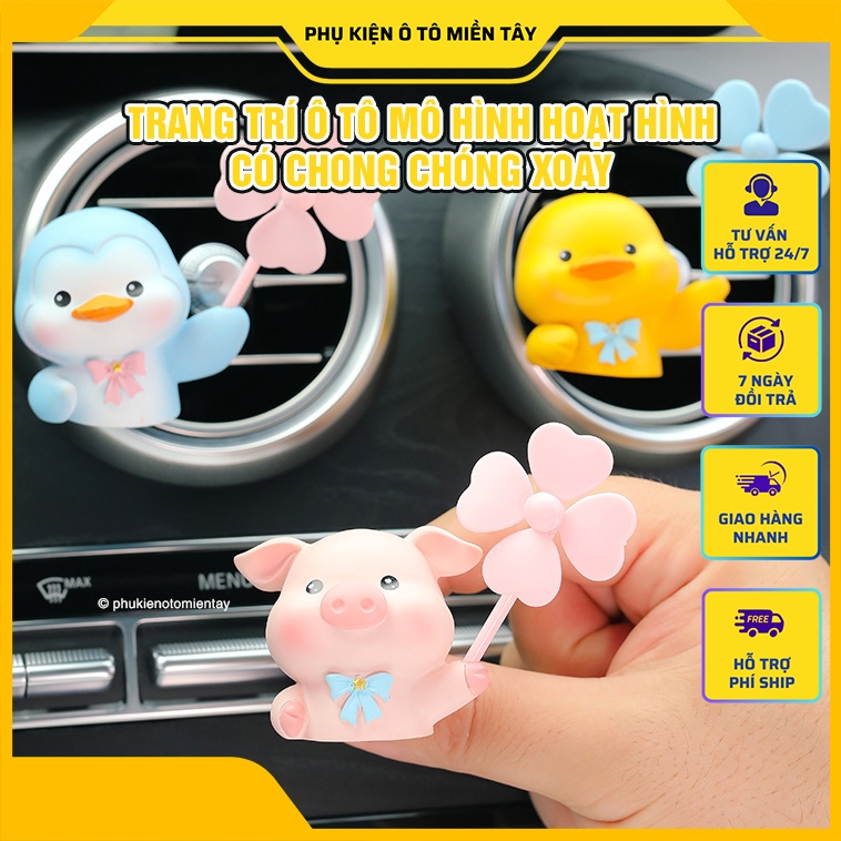 Sáp Thơm Ô Tô, Kẹp Cửa Gió Điều Hòa Xe Hơi Họat Hình Chong Chóng Dễ Thương, Trang Trí Xe Hơi