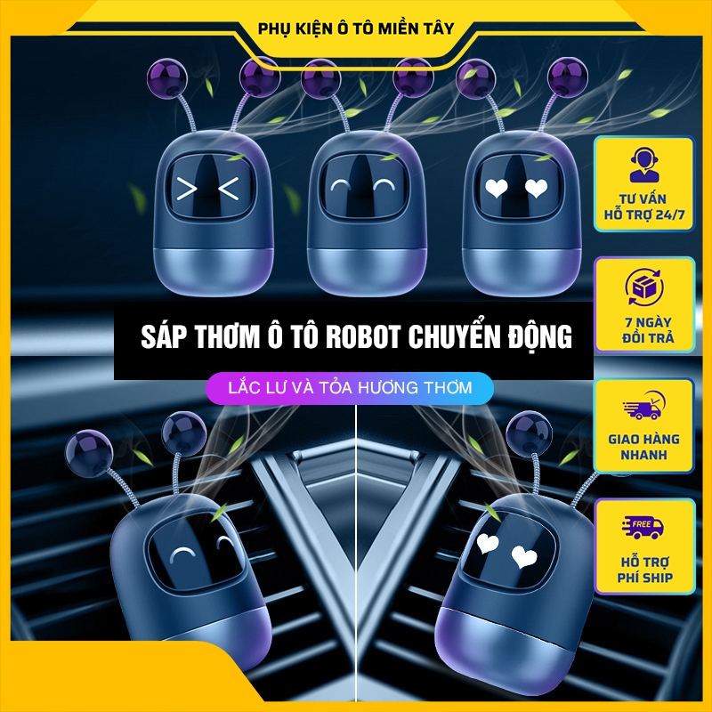 Sáp thơm ô tô mô hình robot lắc lư dễ thương, khử mùi ô tô, hương thơm lâu, trang trí ô tô, trang trí xe hơi