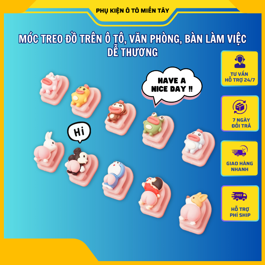 Móc Treo Đồ Mini Trên Xe Ô tô, Tủ Lạnh, Bàn Làm Việc Hoạt Hình Dễ Thương