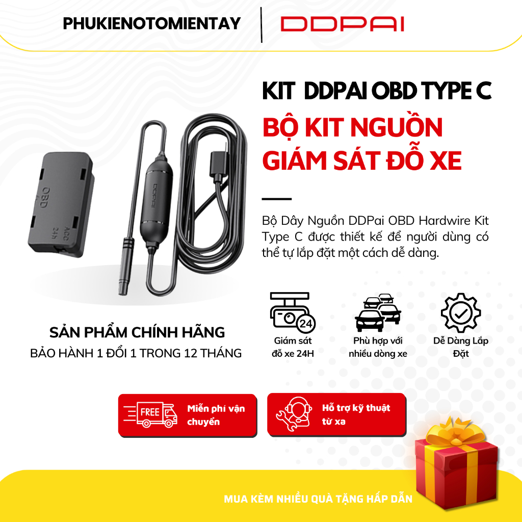 KIT Kết Nối DDPai OBD Hardwire Kit Type C - Giám Sát Đỗ Xe 24h - Hàng Chính Hãng - Bảo Hành 12 Tháng